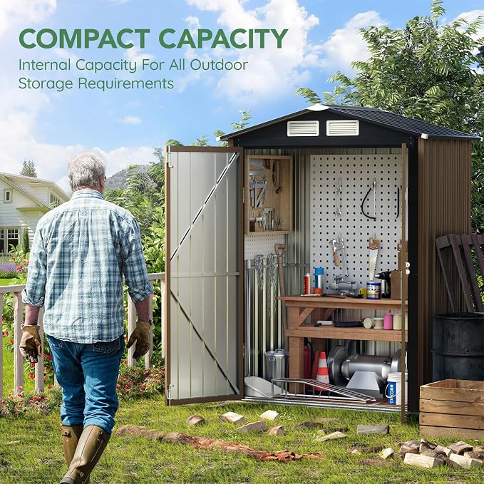 3X5FT Outdoor Steel Storage Shed - Image 2