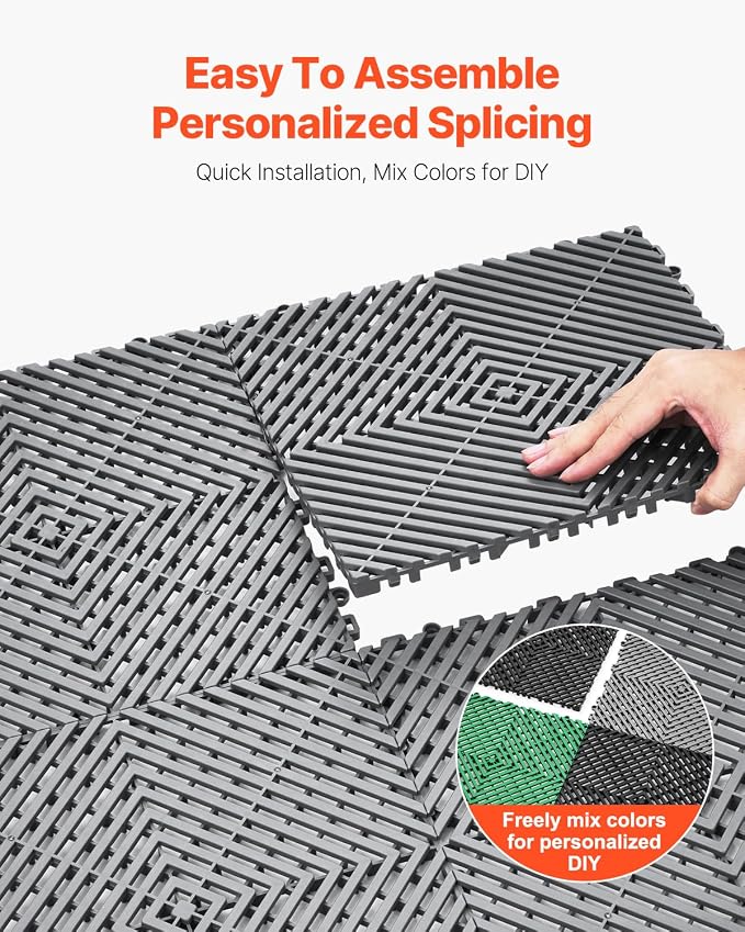 VEVOR Interlocking Drainage Mat, 12” x 12” Modular Interlocking Cushion - Image 5