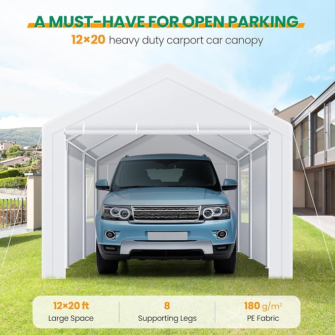 COBIZI Carport Canopy 12x20 Heavy Duty Portable Garage - Image 2