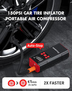 Tire Inflator Portable Air Compressor Povasee 150PSI Portable Air Pump - Image 3