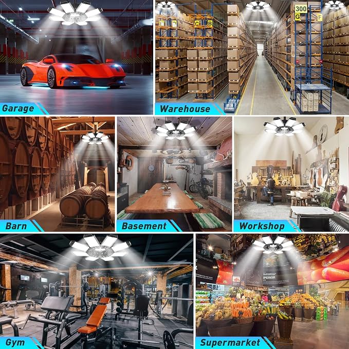 ISKYDRAW LED Garage Lights, 4 Pack Garage Lighting 260W 26000LM Bright Shop - Image 6