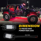 Nicoko 4Pods Pure Red LED Rock Lights 72 pcs LEDs high Power Rock Lights Neon - Image 2