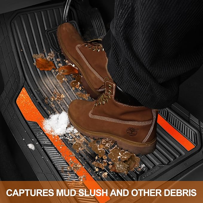 CAR PASS Heavy Duty Rubber Car Mats Metallic, Aluminum Film All Weather Floor - Image 7