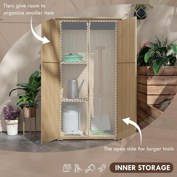 Wooden Garden Shed, Outdoor Storage Cabinet - Image 2