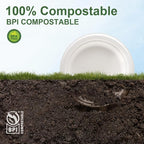 WELLIFE 100% Compostable Paper Plates 7 Inch, Biodegradable Bagasse, - Image 5