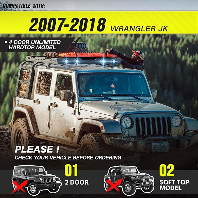 for JK JKU Roof Rack Hard Top Cargo Basket - Image 2