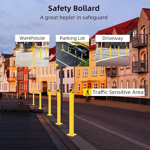 Safety Bollard 2 Packs, 48 Inch Height Steel Bollard Post - Image 4