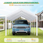 COBIZI Carport Canopy 12x20 Heavy Duty Car Tent Garage, Galvanized Frame Car - Image 2