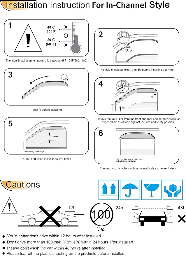 4pcs Original In Channel Style Rain Guards Durable Side Window Wind Deflectors - Image 9