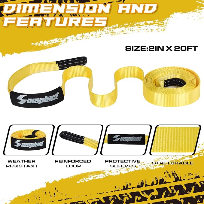 Recovery Tow Strap 2in X 20ft Exceed Heavy Duty 25, 000 lbs Break Strength - Image 2