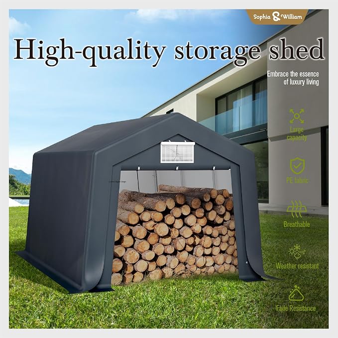 Sophia & William Carport Storage Shed 10x15 ft Portable, Heavy Duty Car Port - Image 3
