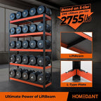 HOMEDANT House 5-Tier Orange-Black 48.1" W x 16.5" D x 71.3" H Laminated Metal - Image 3