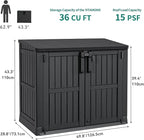 YITAHOME Light Gray Resin Tool Shed, 36 Cu Ft Waterproof Outdoor Horizontal - Image 8