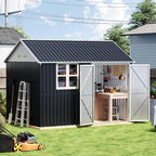 8x10 FT Outdoor Metal Storage Shed, Single Door, 1 Clear Window, Tool Shed - Image 7