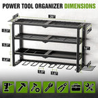 MAXIFFE 4 Layer Power Tool Organizer Wall Mount, Heavy Duty Metal Cordless Tool - Image 6