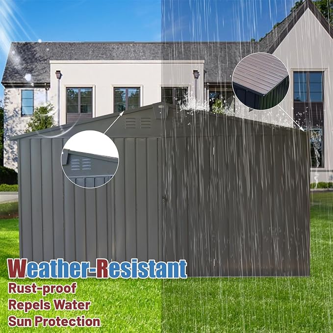 IKERY Extra - Large Galvanized Steel Storage Shed - 11' x 12.5' - Image 5