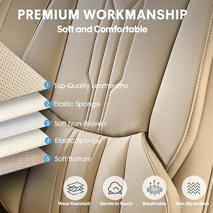 AOOG Car Seat Covers Full Set, Leather Seat Covers - Image 6