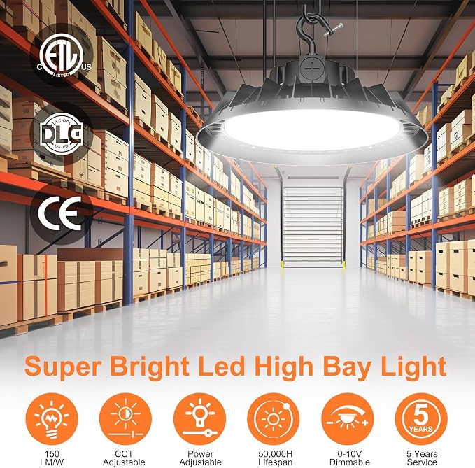 3Pack LED High Bay Lights, 200W UFO High Bay LED Shop Lights, 30000LM - Image 2
