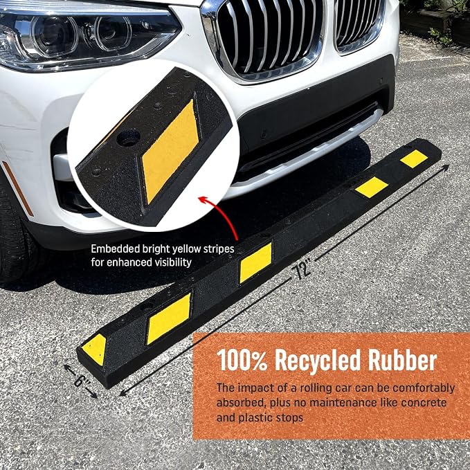 SmartSign Rubber Parking Curb, Heavy Duty Parking Stops - Image 3
