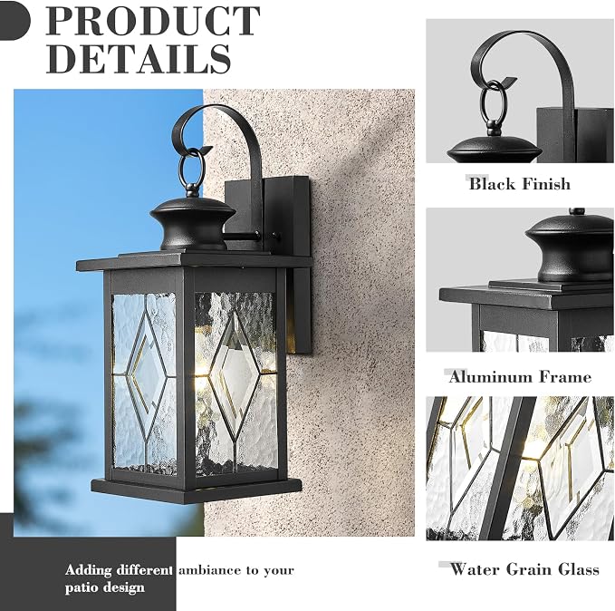 Emliviar Large Outdoor Wall Lantern 18 Inch, Outside Lights - Image 4