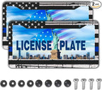 License Plate Frames Black, and Blue License Plate Frame American Flag USA by Unknown