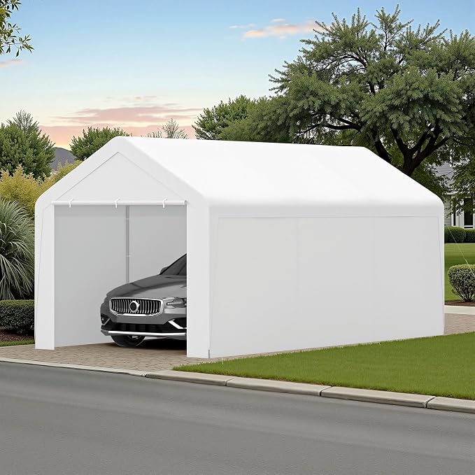 Carport 10x20 Heavy Duty Portable Garage w/Removable Sidewalls & Roll-Up Door - Image 7