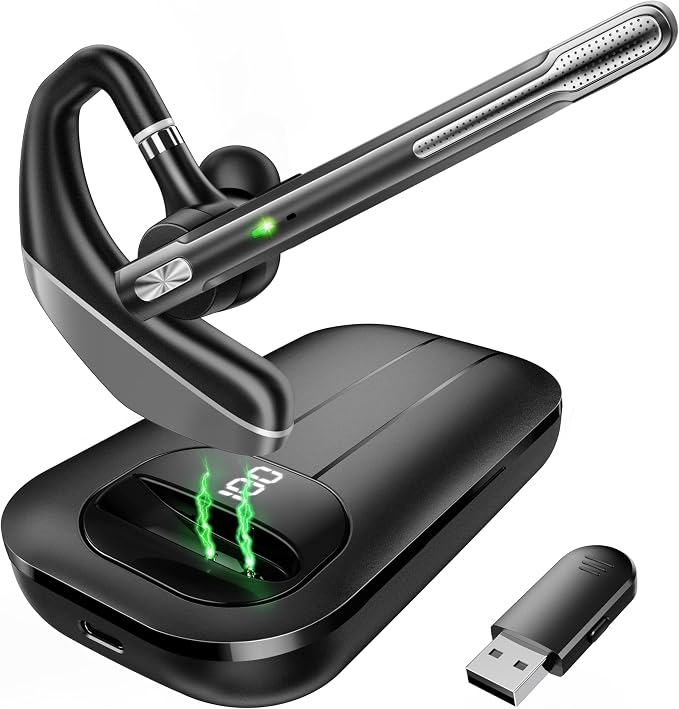 Bluetooth Headset V5.3, 96H Talktime, Wireless Earpiece by EKVANBEL