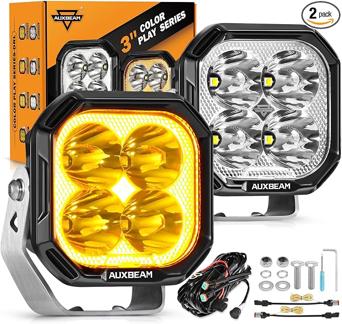 Auxbeam Color Play Series 3" LED Pod Lights, Offroad Spotlights by Auxbeam