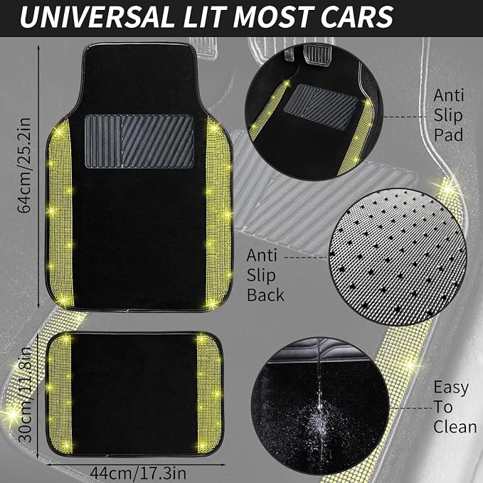 NBTEPEM Bling Car Floor Mats Full Set, Universal Fit Most Cars - Image 7