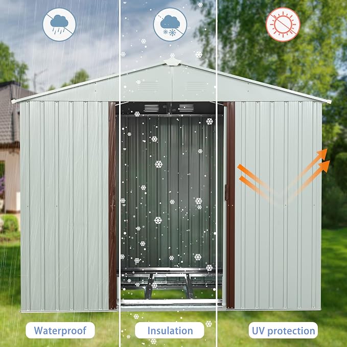 6x5 FT Outdoor Storage Shed, Metal Garden Shed - Image 8