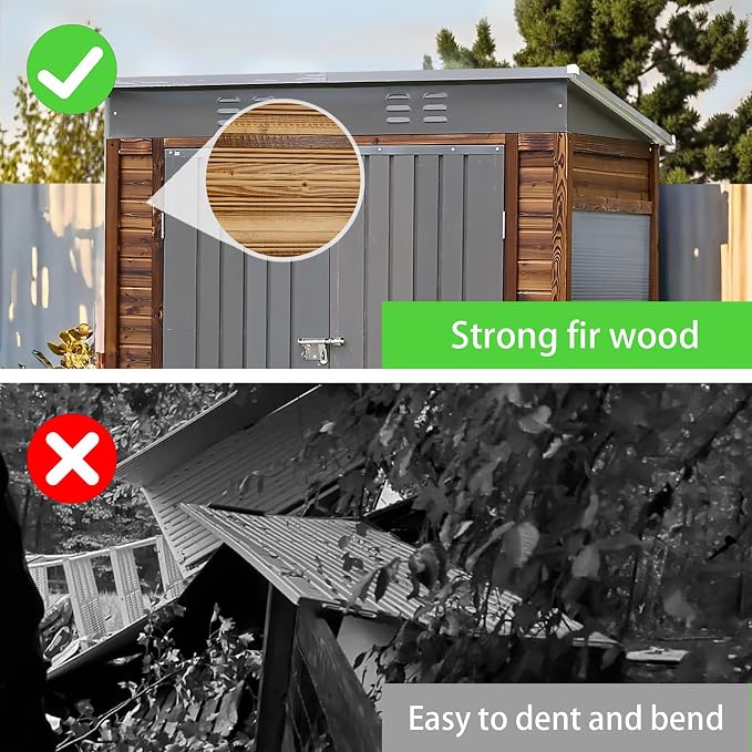 MyVoice 3x5 FT Wooden Outdoor Storage Shed - Image 6
