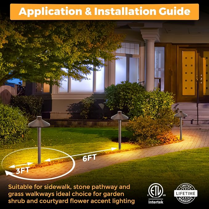 Gardencoin Solid Brass Low Voltage Pathway Lights, 12V AC/DC Heavy Duty LED - Image 5
