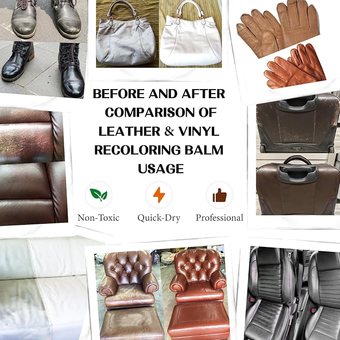 White Leather Repair Kit, Leather Recoloring Balm – Restore & Repair Faded - Image 3