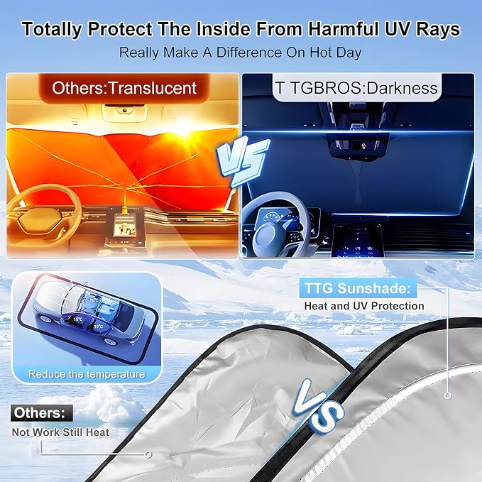 T TGBROS Windshield Sun Shade for Kia Soul 2020-2025 Accessories Foldable Sun - Image 4