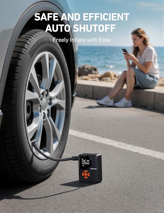 AstroAI L7 Mini Tire Inflator Portable Air Compressor, 150 PSI Cordless Car - Image 6