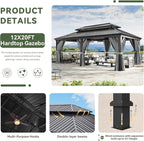 Aoxun 12' X 20' Hardtop Gazebo, Aluminum Outdoor Gazebo - Image 6