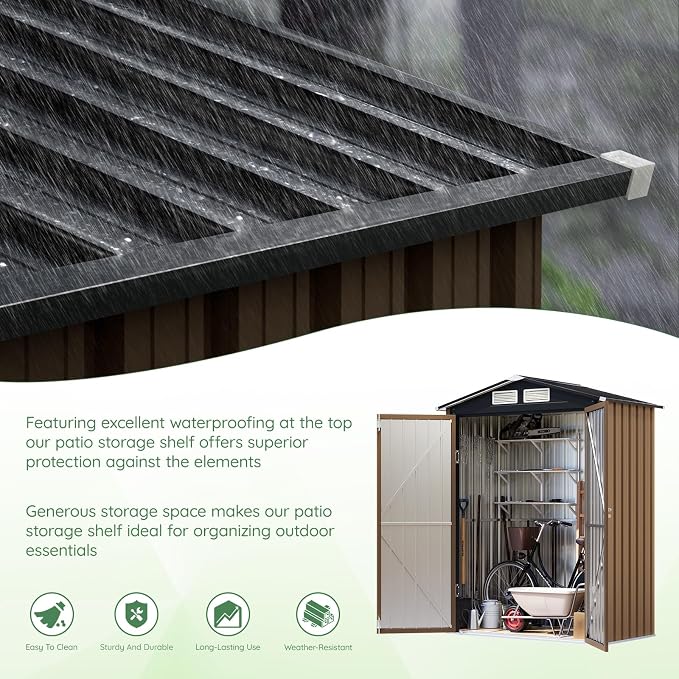 3X5FT Outdoor Steel Storage Shed - Image 8