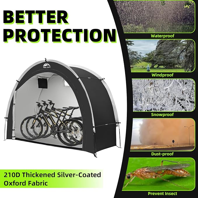 Happy Travel Bike Storage Tent Shed, Outdoor Waterproof Bicycle Covers Shelter - Image 8