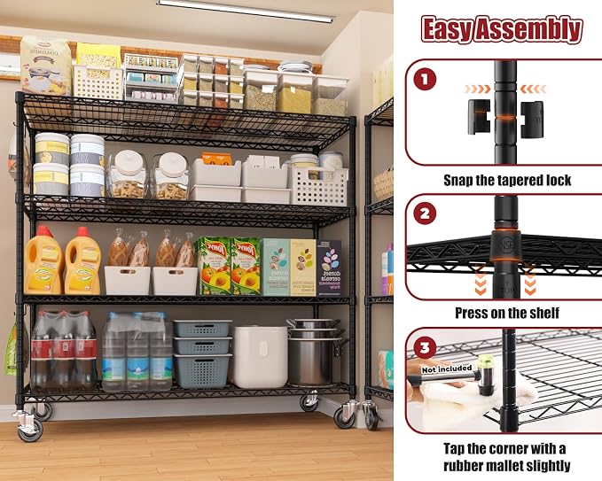 PrimeZone 3 Packs 55.5" W x 24" D x 80" H Heavy Duty Wire Storage Shelves - Image 7