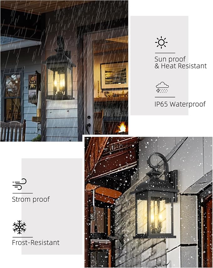 FEMILA 26" Outdoor Wall Light, Large Exterior Wall Light Fixtures, 3 Light - Image 4