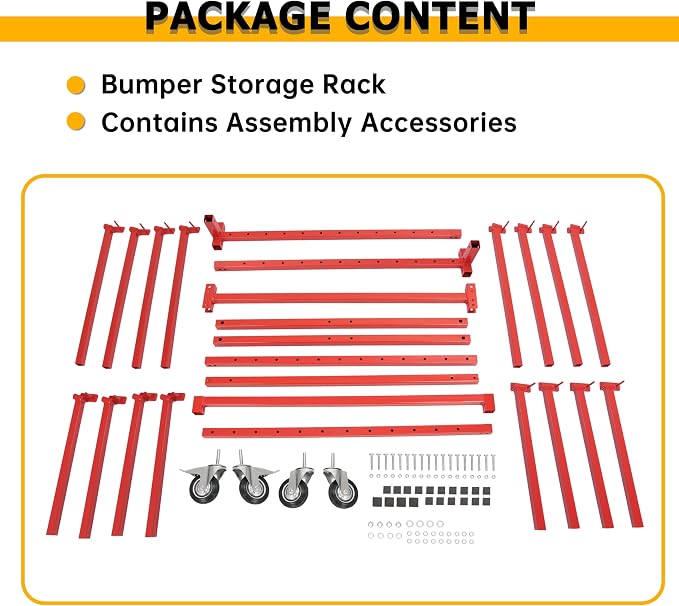 KUAFU Mobile Bumper Storage Rack w/Adjustable Shelving Auto Body Parts - Image 6