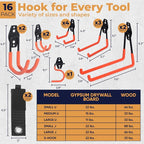 16 Pack Steel Heavy Duty Garage Hooks Storage Hooks - Image 2