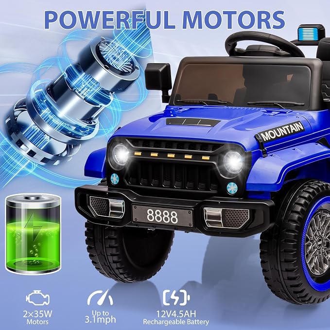 12V Kids Ride on Truck Car, w/Parent Remote Control, Twin 35w Motors, 3 Speeds - Image 2