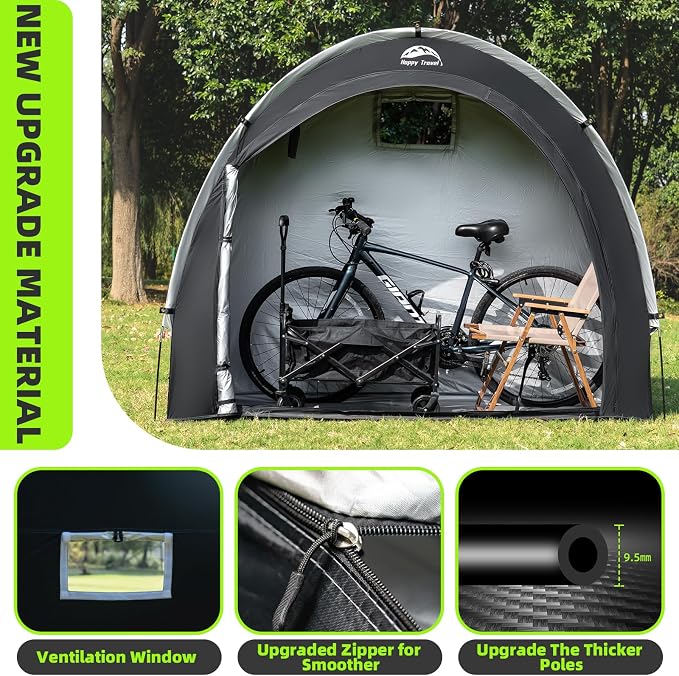 Happy Travel Bike Storage Tent Shed, Outdoor Waterproof Bicycle Covers Shelter - Image 5