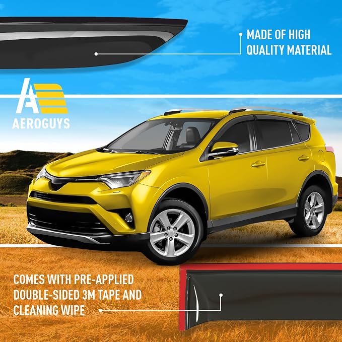 Extra Durable Window Deflectors Tape-On Window Visors Rain Guards Fit - Image 6
