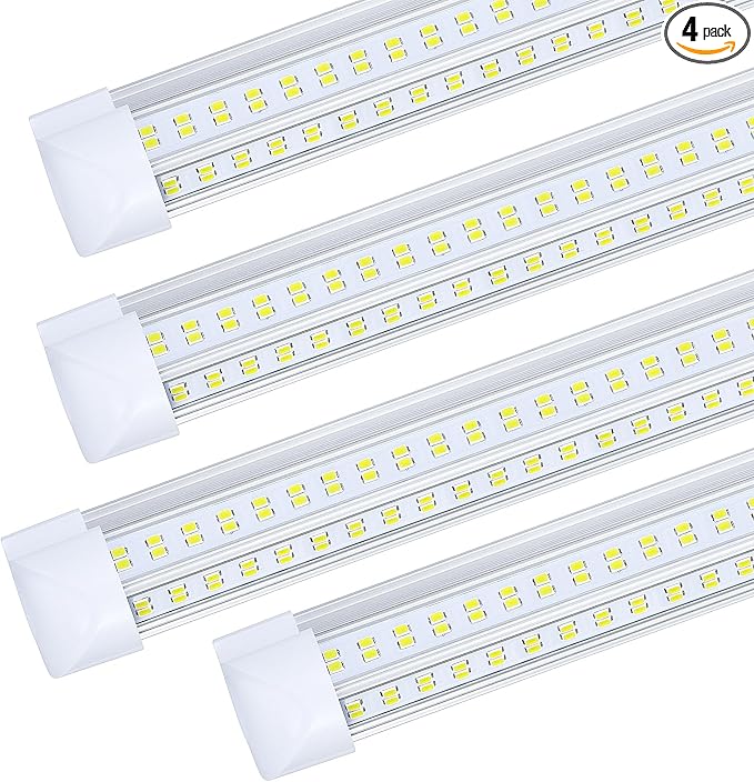 4 Pack, Led Shop Lights, 8FT Led Shop Light, 144W 6000K 19500LM Clear White by DOUYIDOUBEST-LEDLIGHTING