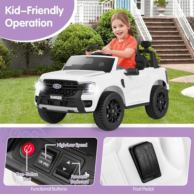 HONEY JOY Ride On Car, 12V Licensed Ford Ranger Electric Vehicle - Image 4