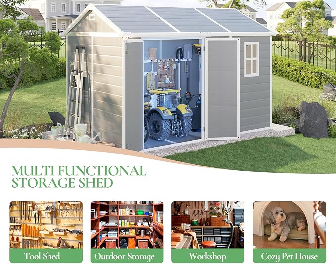 10.5x7.6x7.5 ft Outdoor Resin Storage Shed - Image 3