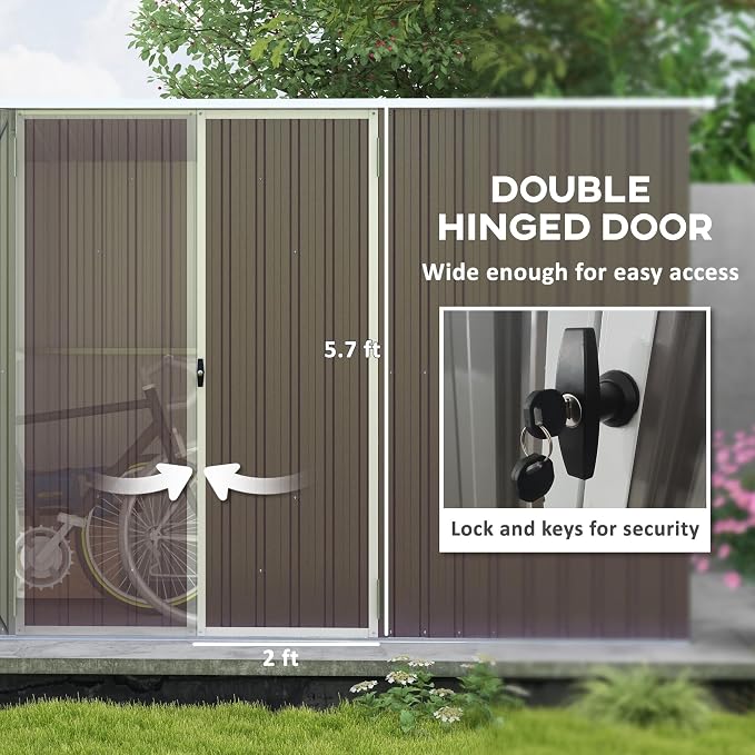 Outsunny 11' x 6' Outdoor Storage Shed, Galvanized Metal Utility Garden Tool - Image 4