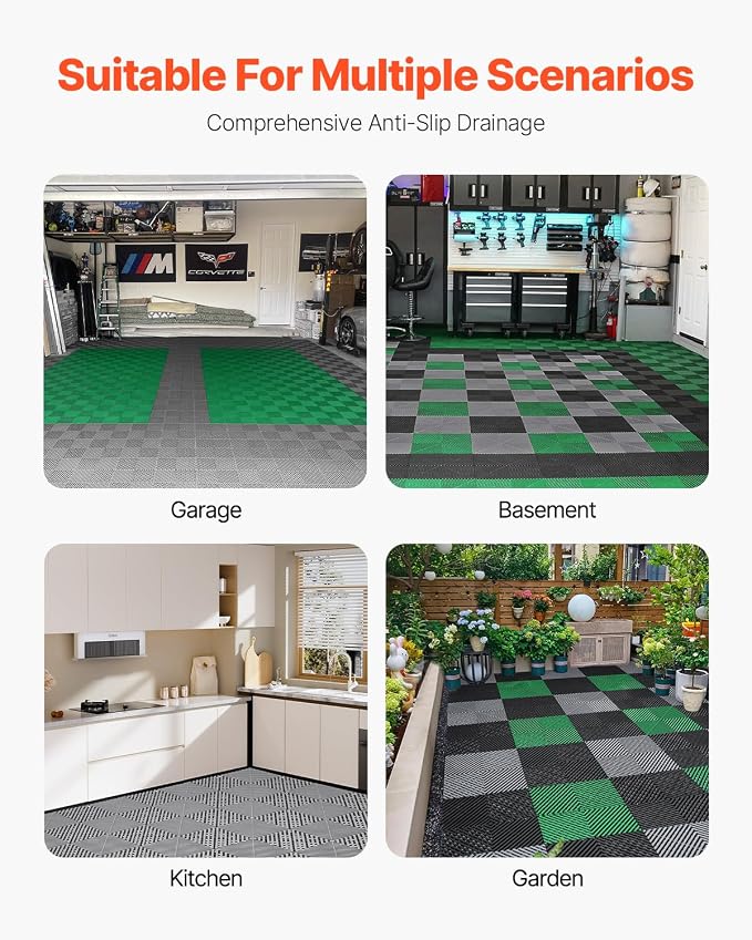 VEVOR Interlocking Drainage Mat, 12” x 12” Modular Interlocking Cushion - Image 6